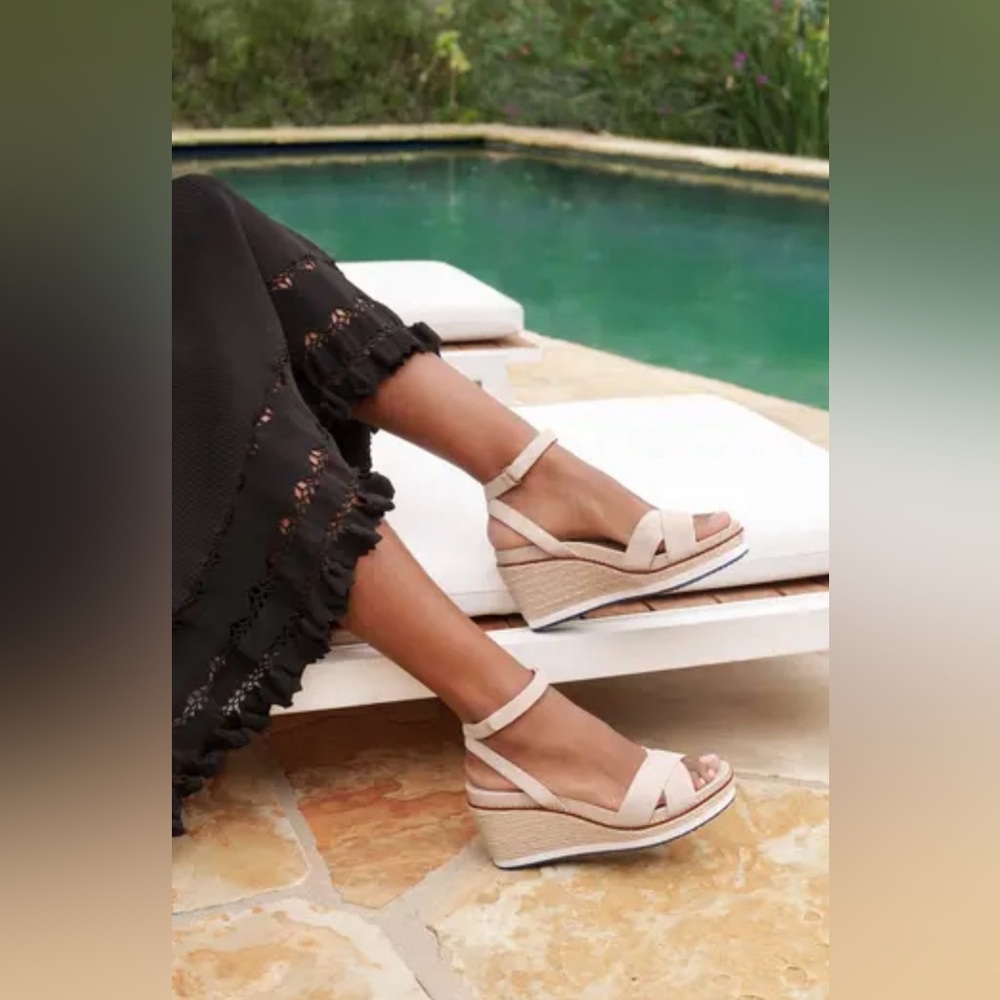 Cole Haan Beige Espadrille Wedge Sandals